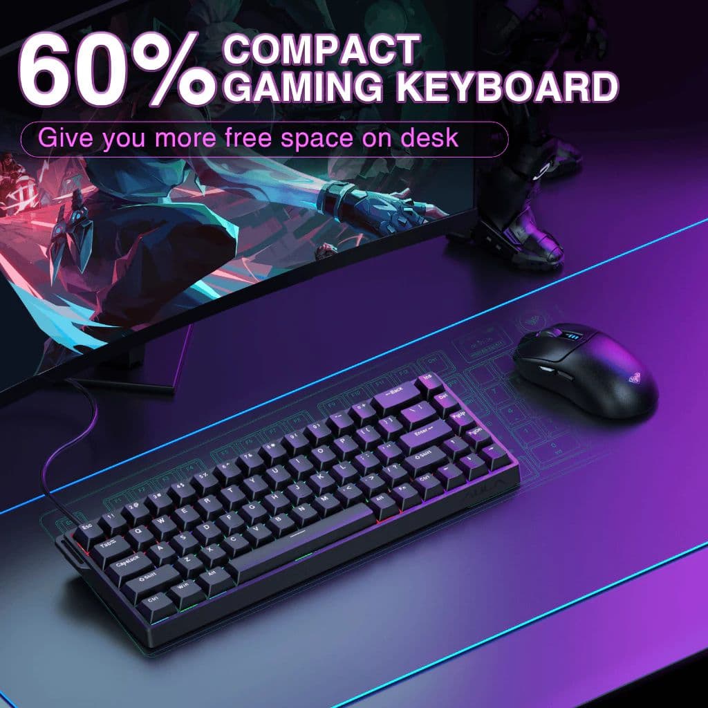 Teclado Gamer Magnético Aula WIN60/68HE | Gatilho Rápido 8kHz RT | Teclado Mecânico RGB com Troca a Quente com Fio