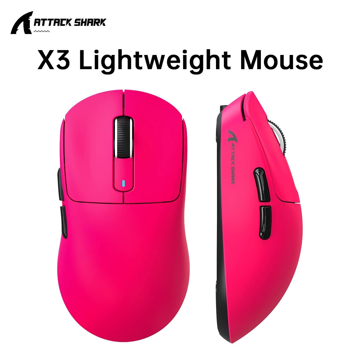 Mouse Gamer Sem Fio ATTACK SHARK X3, Mouse Ergonômico 49g, Sensor Óptico PAW3395 26K DPI, Modos Triplos, Botões