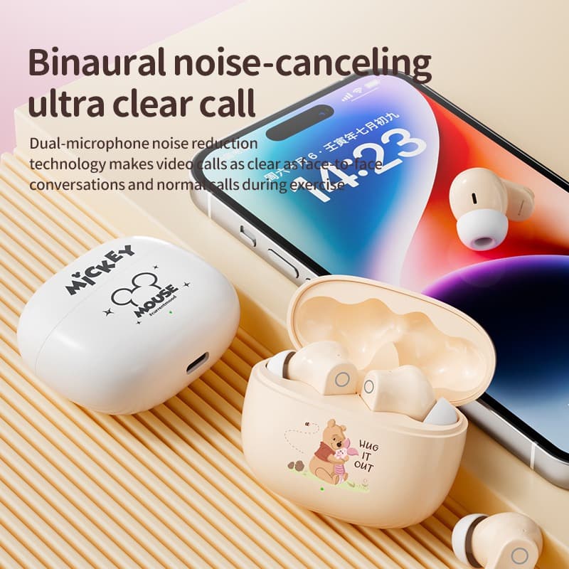  Fones de Ouvido Disney Q1 Sem Fio Bluetooth TWS Earbuds Mickey Mouse Fones de Ouvido Bonitos Mini Fones de Ouvido