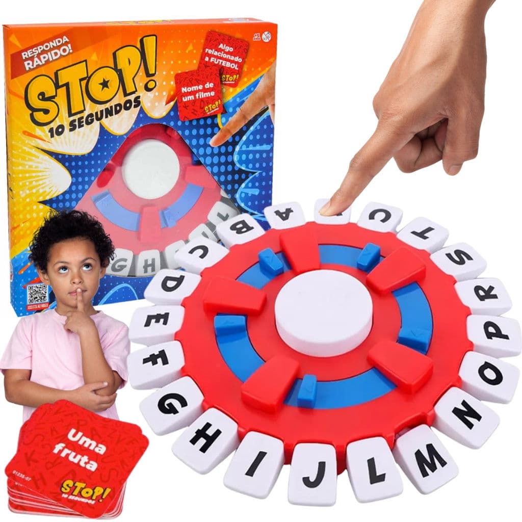 Jogo de Tabuleiro Espanhol BASTA - Jogo de Palavras Interativo para Família, Aprendizado Rápido e Divertido para Festas,