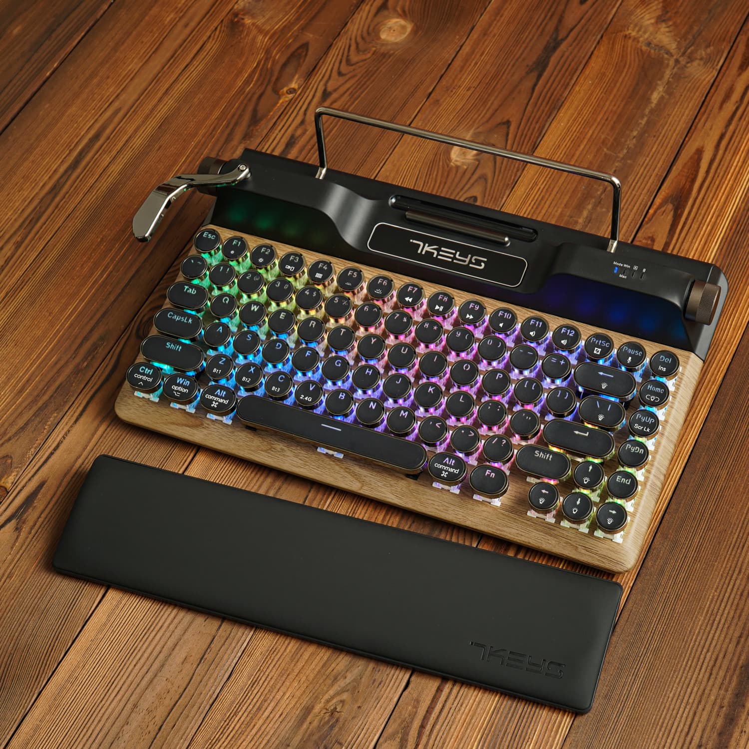  Teclado Mecânico Retrô Bluetooth | Mini Teclado Sem Fio Portátil para Tablet iPad