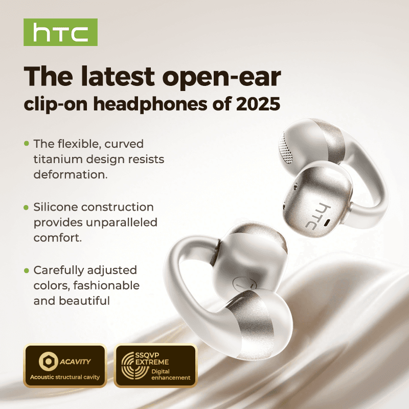 HTC NE56 Fones de ouvido AI Tradutor Fones de ouvido Bluetooth Clipe de orelha Redução inteligente de ruído TWS Fone de