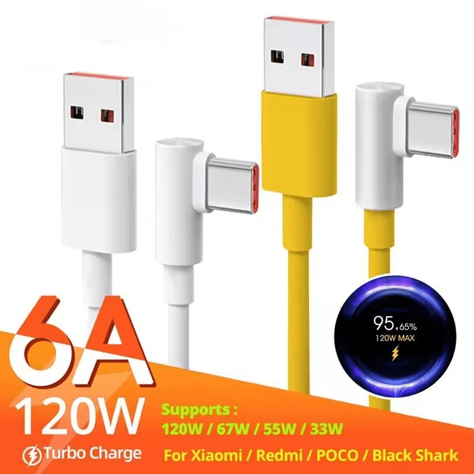  Carregador rápido de 120W para Xiaomi 14 13 12 11 Pro Ultra Lite USB A para cabo Tipo C de carregamento rápido para