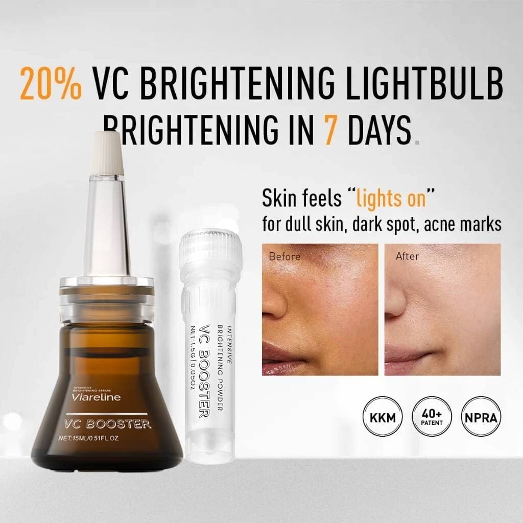  Compre 1 Leve 2 - 20% VIARELINE VC Lightbulb Serum – Soro Clareador Intensivo de Vitamina C para uma Pele Radiante