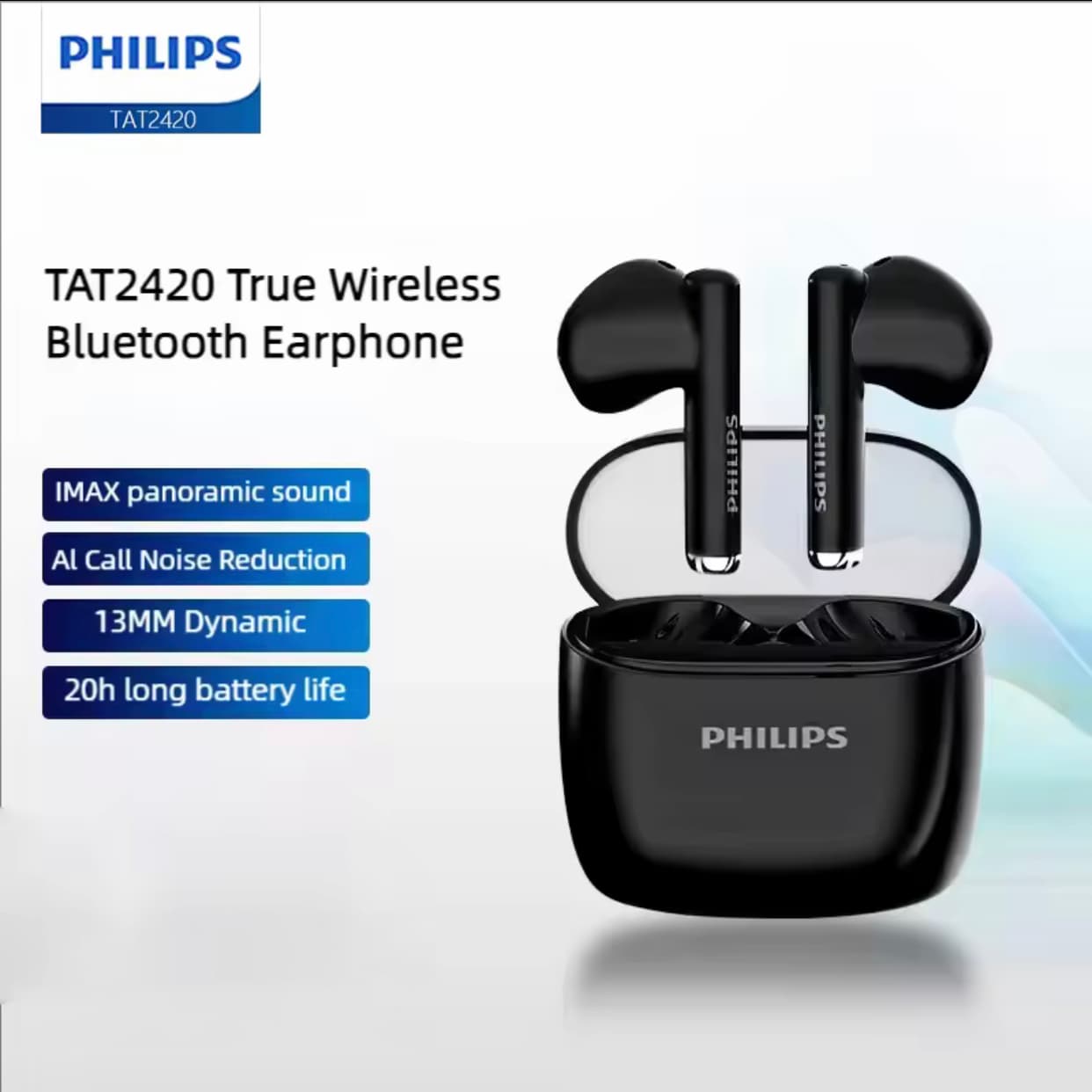 Fones de ouvido sem fio Philips TAT2420, sem fio, fones de ouvido Bluetooth, fones de ouvido, som panorâmico IMAX,