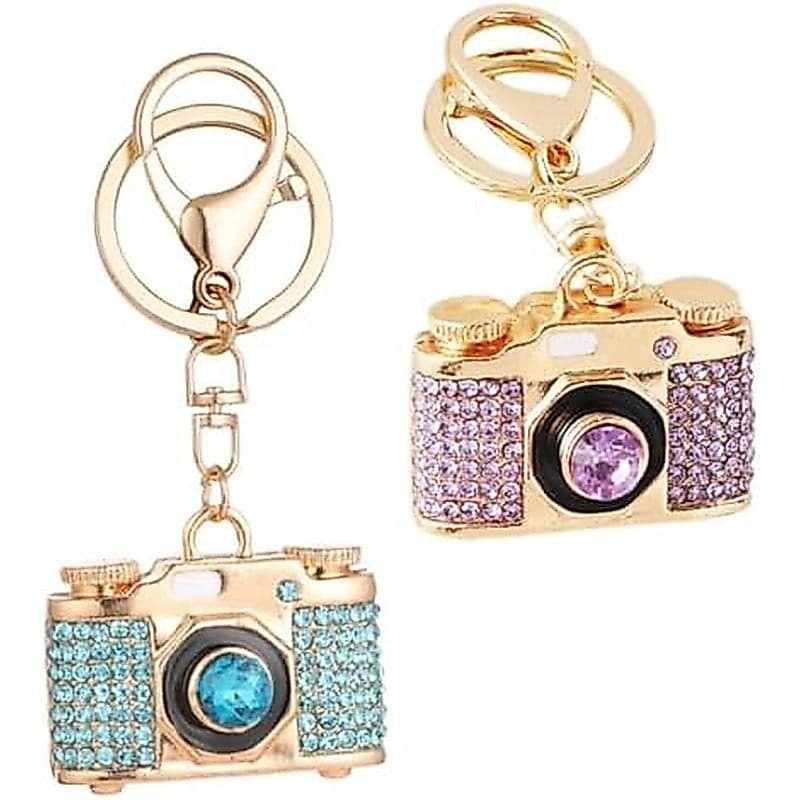 Charme De Bolsa FRCOLOR : Chaveiro De Câmera-Enfeite De Fofo Para Chaves De Carro Traseira-Pingente De Strass